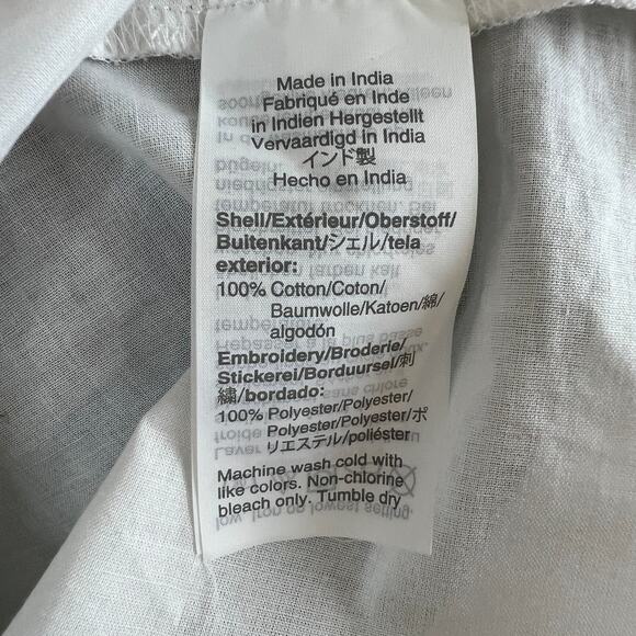 J.Crew White Tunic Top Cotton Scalloped Eyelet Funnel Neck High Low Hem Size 2 - Picture 13 of 14